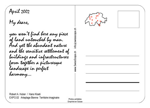 swissscape postkarte r�ckseite